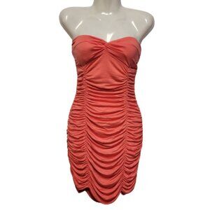 Coral Body Con Strapless Mini Dress Size L